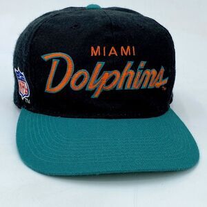 Vintage Sports Specialties Miami Dolphins NFL Two-Tone Script Snapback Hat (H20)